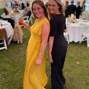 Lulus Mustard wrap maxi dress